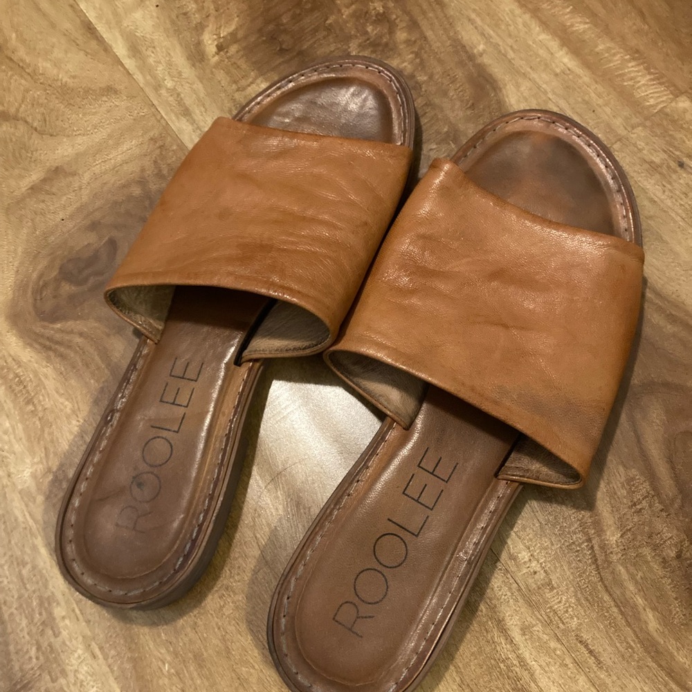 Roolee Women's Tan Slide Sandals